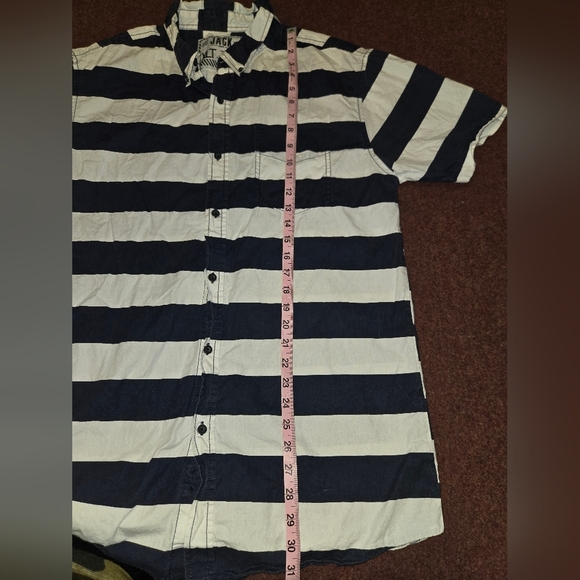 Jack DMD Striped Shirt In Navy Blue And White Size XLT Vintage - Picture 6 of 8